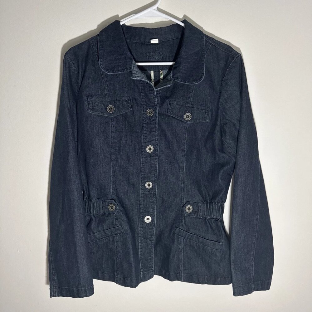 Riders Copper Dark Wash Denim Jean Jacket Womens Large Pockets